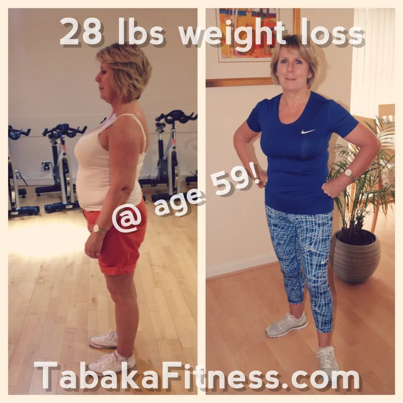 Progress photos of June, aged 59, who lost 28 lb